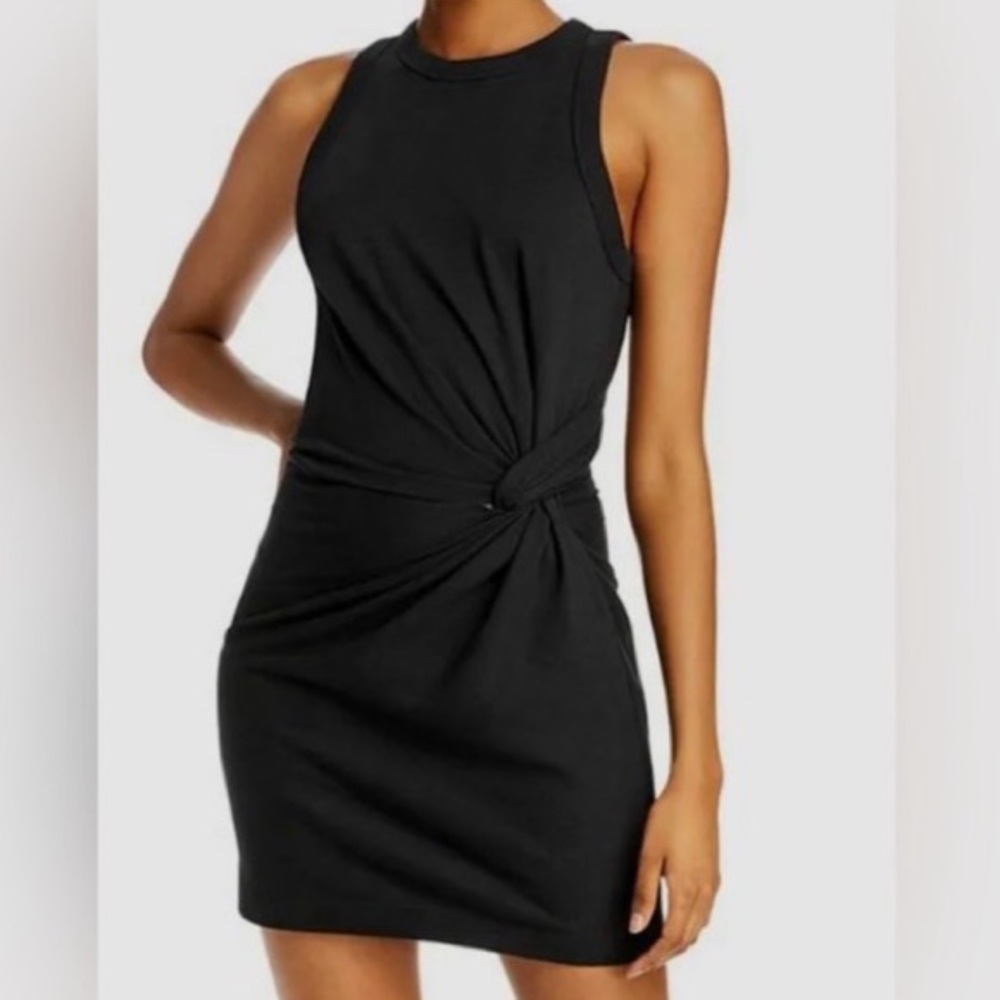 LAST CHANCE | AlexanderWang.T Black Sleeveless Jersey Twist Mini Dress